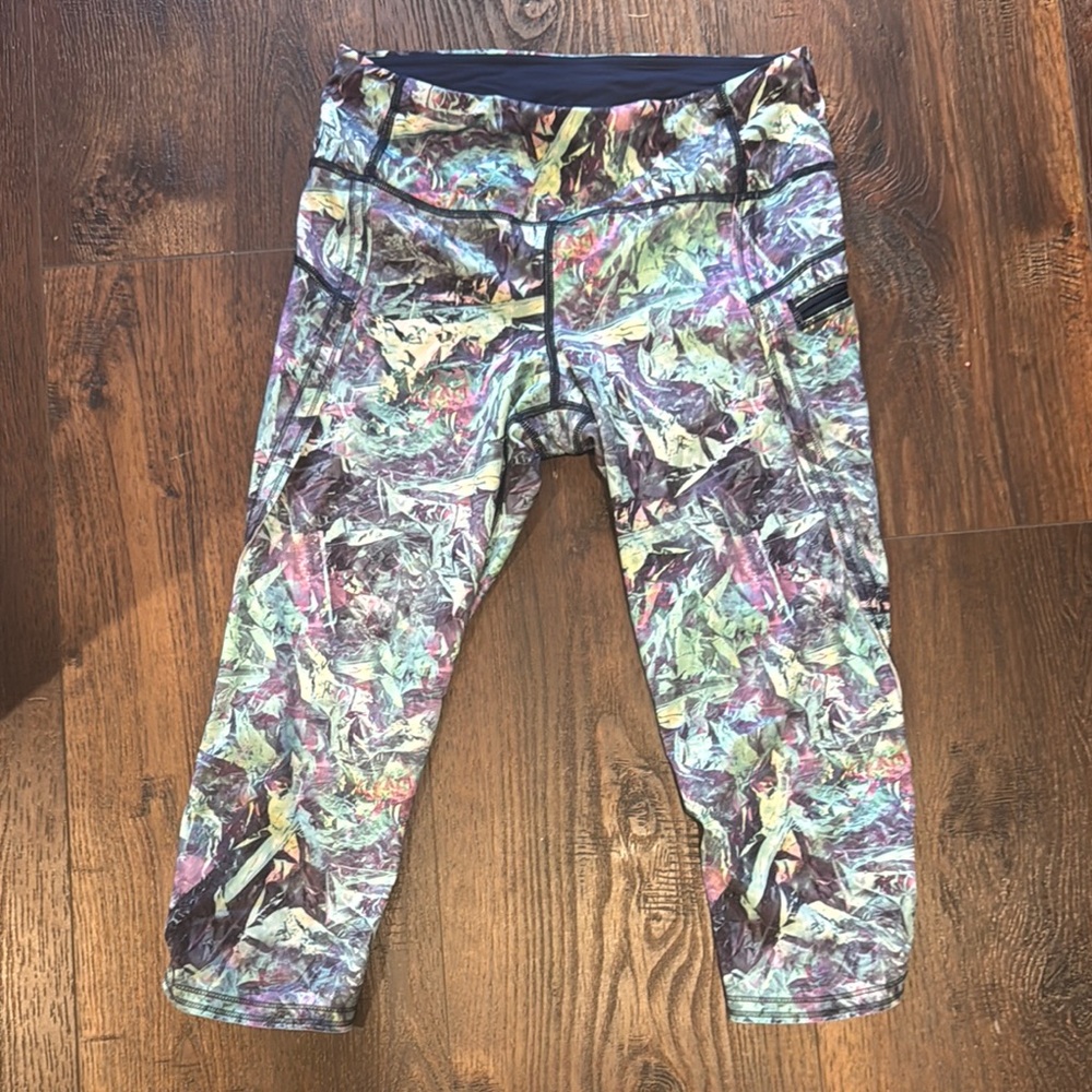 Lululemon Athletica Purple and Green Floral Leggings